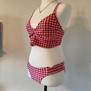 Bingo Surf - Red White Gingham Swimsuit Bikini Set